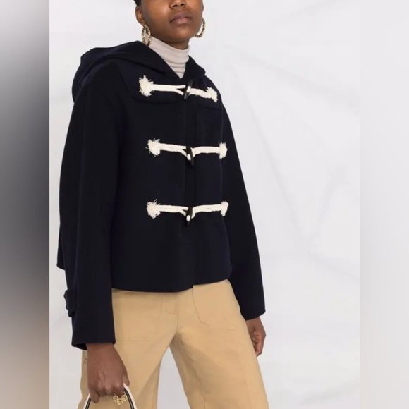 WEEKEND Max Mara PECCATI Cropped Virgin Wool hooded duffel coat Boxy Fit US4 - Picture 5 of 16